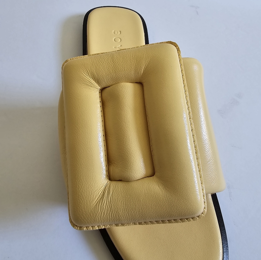 BOYY Leather Flat Sandals Size 39 Light Yellow - Picture 6 of 10